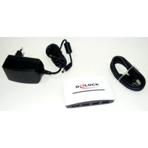 Delock USB 3.0 Externer Hub 4 Port mit Netzteil