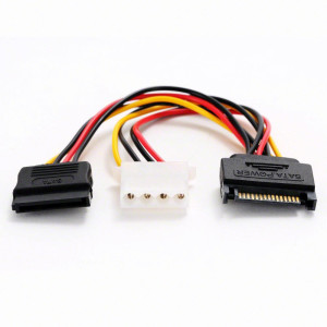 Delock Kabel Power SATA 15 pin Stecker > Molex 4 pin Buchse + SATA 15