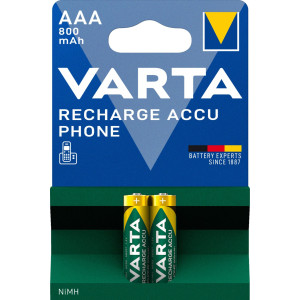 VARTA Recharge Accu Phone, Telefon Akku, AAA 800mAh, 2Stk - Passend f