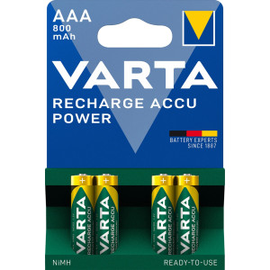 VARTA Recharge Accu Power, Akku vorgeladen, AAA 800mAh, 4Stk -