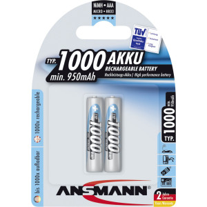 1x2 Ansmann Akku NiMh Micro 1000 mAh