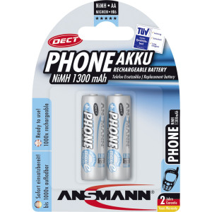 1x2 Ansmann Akku NiMh Mignon 1300 mAh f. Dect