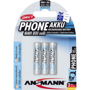 1x3 Ansmann Akku NiMH Micro 800 mAh f. Dect