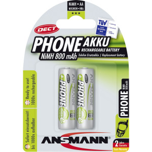 1x2 Ansmann Akku NiMH Mignon 800 mAh f. Dect
