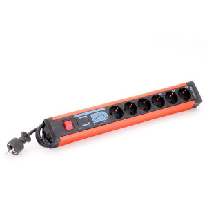 REV 0014663613 Steckdosenleiste mit Schalter 6fach Schwarz, Rot