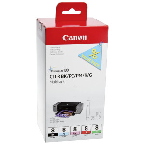 Canon Tintenpatrone CLI-8 Multipack (bk/pc/pm/r/g) - Passend fr