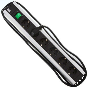 Bachmann 300.003 Steckdosenleiste mit Schalter 6fach Edelstahl-Optik