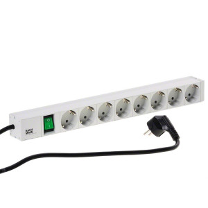 Bachmann 19"-Steckdosenleiste ALU 1HE, 8-fach 3, grau, 2,0m, mit