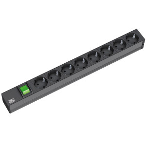 Bachmann 19"-Steckdosenleiste ALU 1HE, 8-fach 3, schwarz, 2,0m,