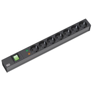 Bachmann 19"-Steckdosenleiste ALU 1HE SS, 7-fach, schwarz 2,0m, mit
