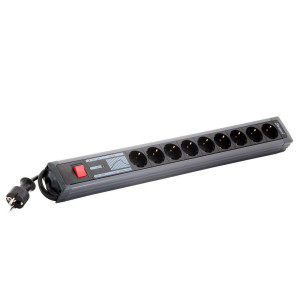 REV 0015963513 Steckdosenleiste mit Schalter 9fach Anthrazit, Schwarz