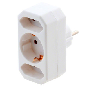 Brennenstuhl Steckdosen-Adapter 2x Euro + 1x Schutzkontakt, wei