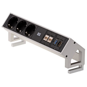 Bachmann 902.502 Steckdosenleiste 3fach Schwarz, Aluminium