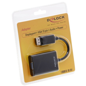 Delock Adapter Displayport 1.1 Stecker > VGA Buchse + Audio + Power