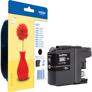 Brother Tintenpatrone LC-121BK Schwarz (ca. 300 Seiten) - Passend f