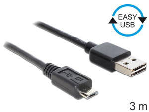 Delock USB-Kabel USB 2.0 USB-A Stecker, USB-B Stecker 3.00m Schwarz