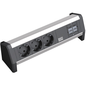 Bachmann DESK 1 Tischsteckdose 3-fach, Aluminium eloxiert