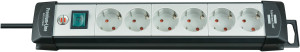Brennenstuhl 1951560100 Steckdosenleiste mit Schalter 6fach Schwarz,