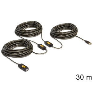 Delock USB-Kabel USB 2.0 USB-A Stecker, USB-A Buchse 30.00m Schwarz