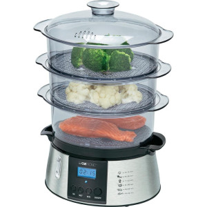 Clatronic DG 3547 Dampfgarer mit Display, Timerfunktion Edelstahl,