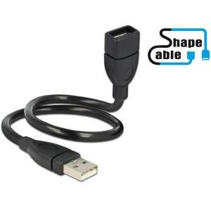 Delock USB-Kabel USB 2.0 USB-A Stecker, USB-A Buchse 0.35m Schwarz