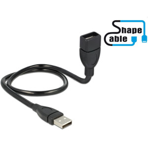 Delock USB-Kabel USB 2.0 USB-A Stecker, USB-A Buchse 0.50m Schwarz