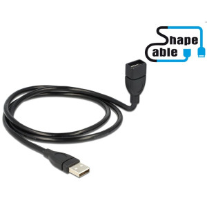 Delock USB-Kabel USB 2.0 USB-A Stecker, USB-A Buchse 1.00m Schwarz