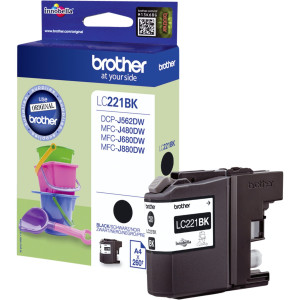 Brother Tintenpatrone LC-221BK Schwarz (ca. 260 Seiten) - Passend f