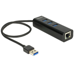Delock HUB USB 3.0 3 Port extern + 1 x Gigabit LAN Port