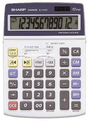 Sharp EL-2125 C Tischrechner Grau Display (Stellen): 12solarbetrieben,