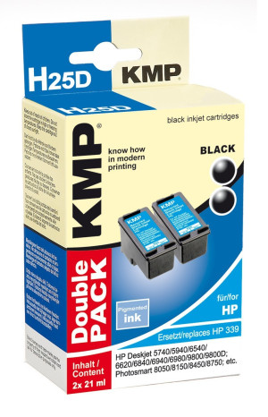 KMP Druckerpatrone ersetzt HP 339, C8767E Kompatibel 2er-Pack Schwarz
