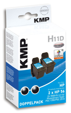 KMP Druckerpatrone ersetzt HP 56, C6656AE Kompatibel 2er-Pack Schwarz