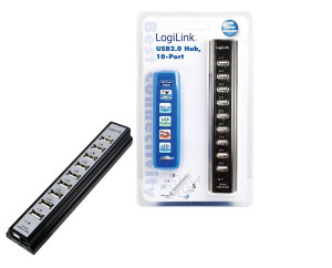 LogiLink UA0096 10 Port USB 2.0-Hub Schwarz