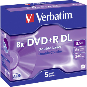 Verbatim 43541 DVD+R DL Rohling 8.5GB 5 St. Jewelcase