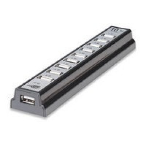 Manhattan 10 Port USB 2.0-Hub Schwarz, Silber