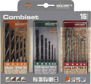 Alpen 801003100 16teilig Universal-Bohrersortiment