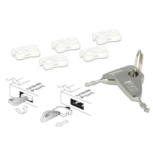 Delock USB Port Schloss 20648 5er Set Wei inkl. 2 Schlssel 20648