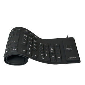 LogiLink ID0019A USB Tastatur Deutsch, QWERTZ Schwarz Faltbar,