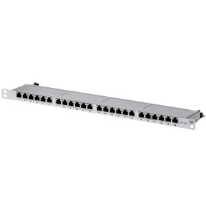 Patchfeld Cat 6A 19" 0,5HE 24 Port lichtgrau