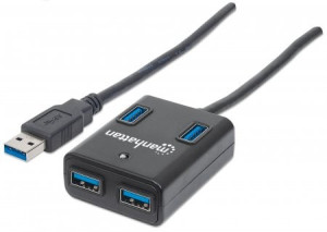 Manhattan 4 Port USB 3.2 Gen 1-Hub (USB 3.0) Schwarz