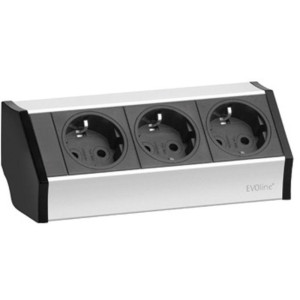 EVOline 159360001300 Steckdosenleiste 3fach Schwarz, Silber