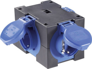 PCE 9430406 3fach Steckdosen-Verteiler Schwarz, Blau