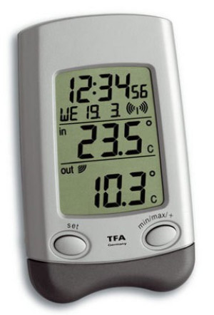 TFA Dostmann Wave Funk-Thermometer Silber