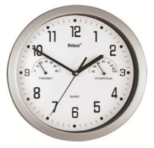 Mebus 06992 Quarz Wanduhr 25.5cm Silber
