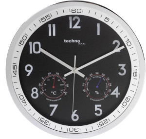 Techno Line WT 7981 Quarz Wanduhr 300mm x 5cm Chrom