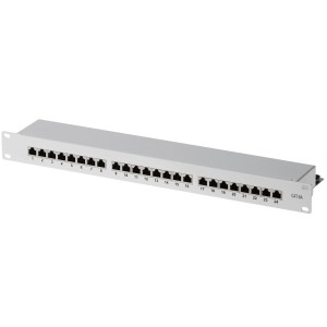 Patchfeld Cat 6A 19" 1HE 24 Port lichtgrau