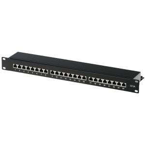 Patchfeld Cat 6A 19" 1HE 24 Port schwarz
