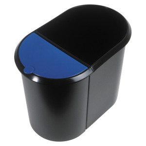 Helit H6103993 Papierkorb 29l Kunststoff Schwarz, Blau 1St.