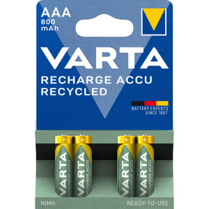 VARTA Recharge Akku Recycled AAA Micro 4er 800mAh