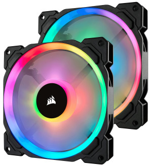 Corsair 2x LL140 RGB Dual Light Loop PC-Gehuse-Lfter Schwarz, RGB